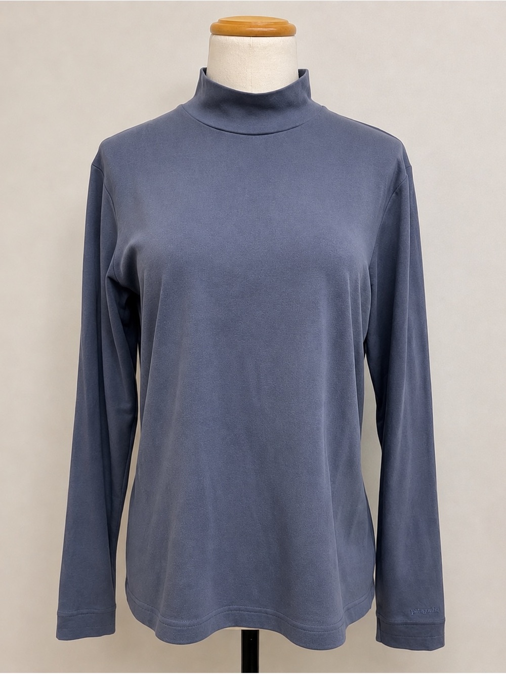 Vintage Patagonia Womens L Mock Neck Long Sleeve Blue Gray Base Layer Top